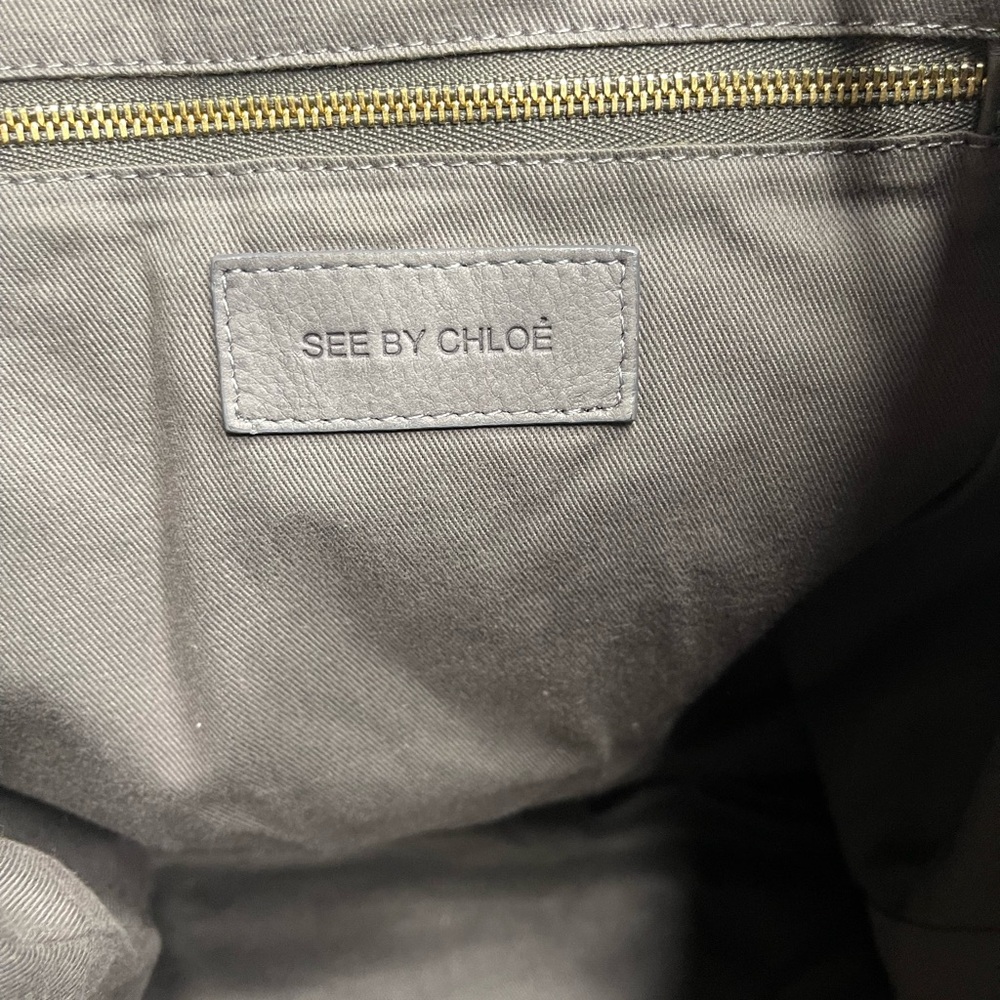 🌈SEE BY CHLOE Soft Leather Backpack Hand Bag Gray Women Authentic 16479 - Picture 6 of 8